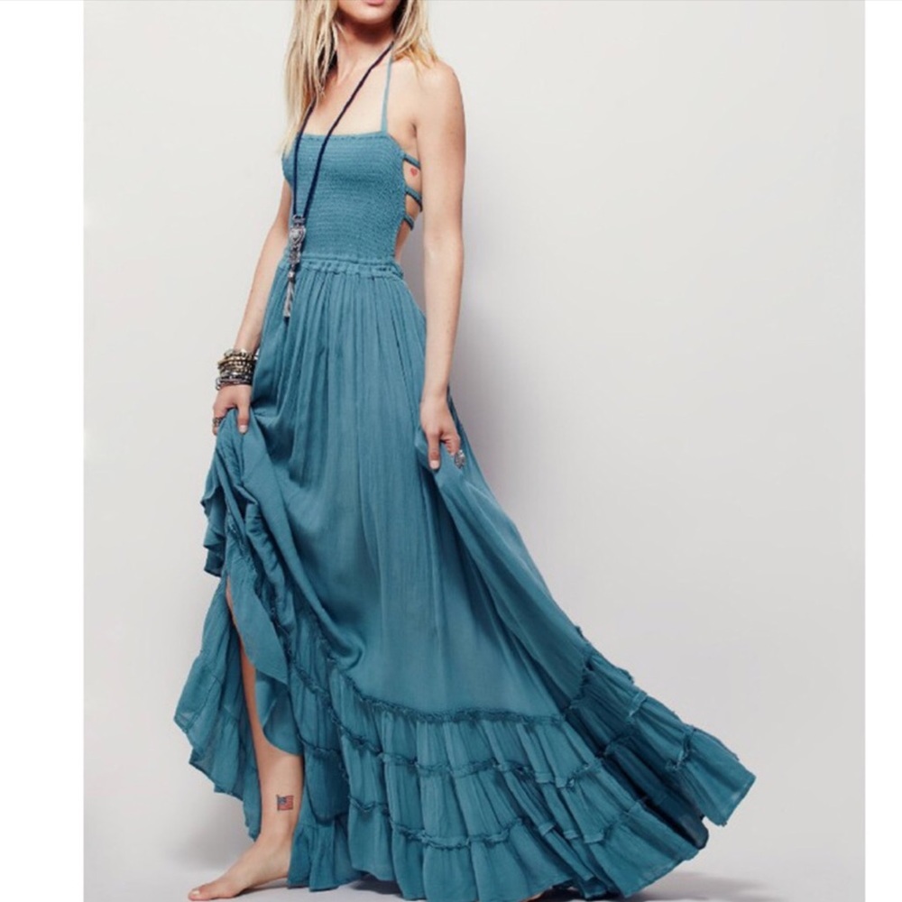 Bohemian Halter Backless Extratropical Maxi Dress - Picture 4 of 8